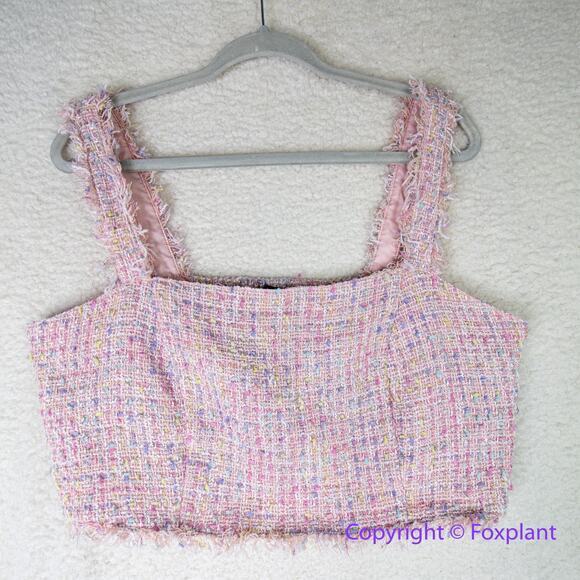 Eloquii tweed cropped top rainbow pink women plus size 16 - Picture 2 of 10